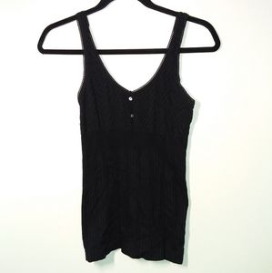Free people sweater ribbed cami tank top black camisole XS strappy back nylon FP